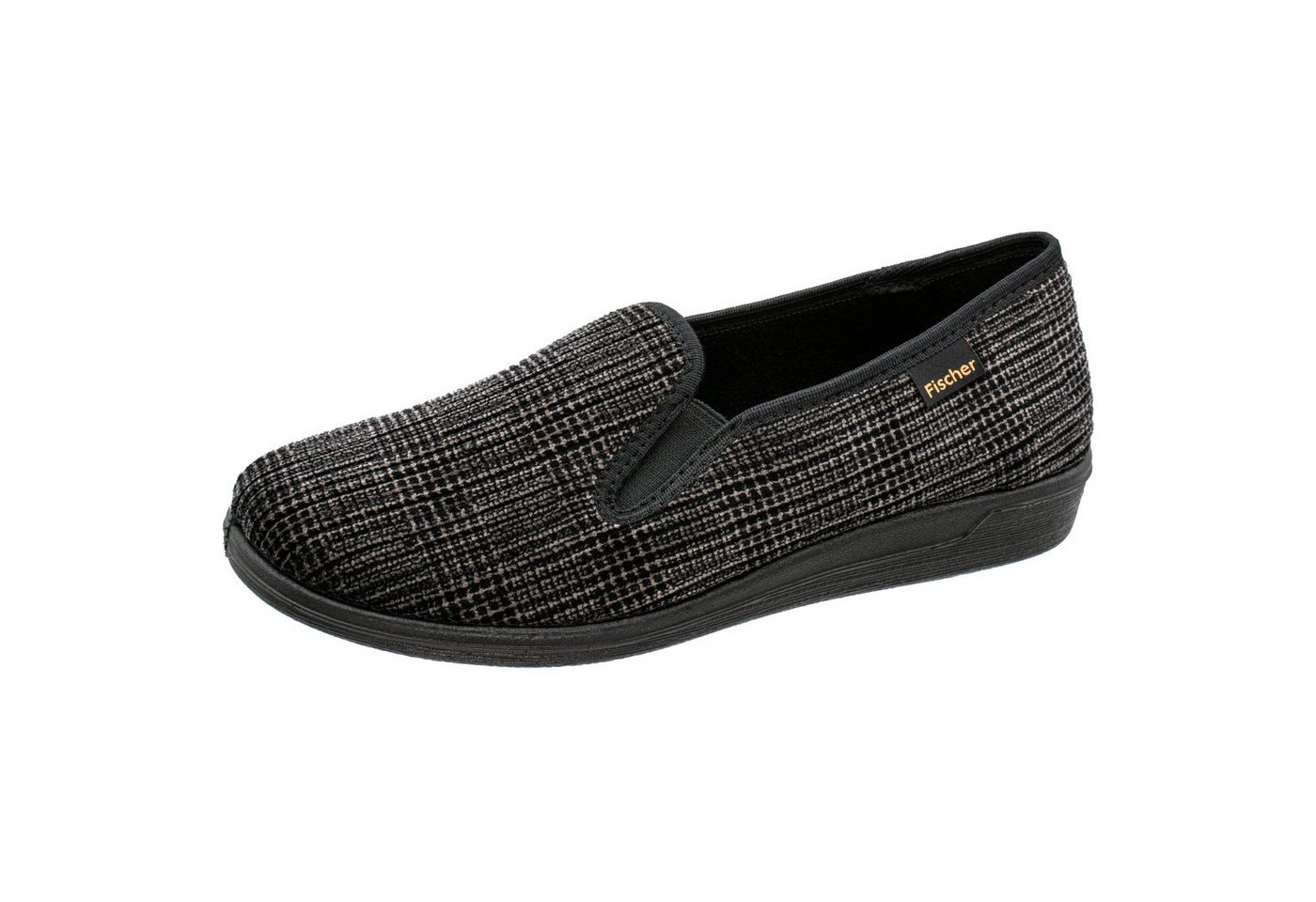 Fischer-Markenschuh Frank Hausschuh aus Cordsamt, mit Frotteefutter, Gummizug zum Schlupfen