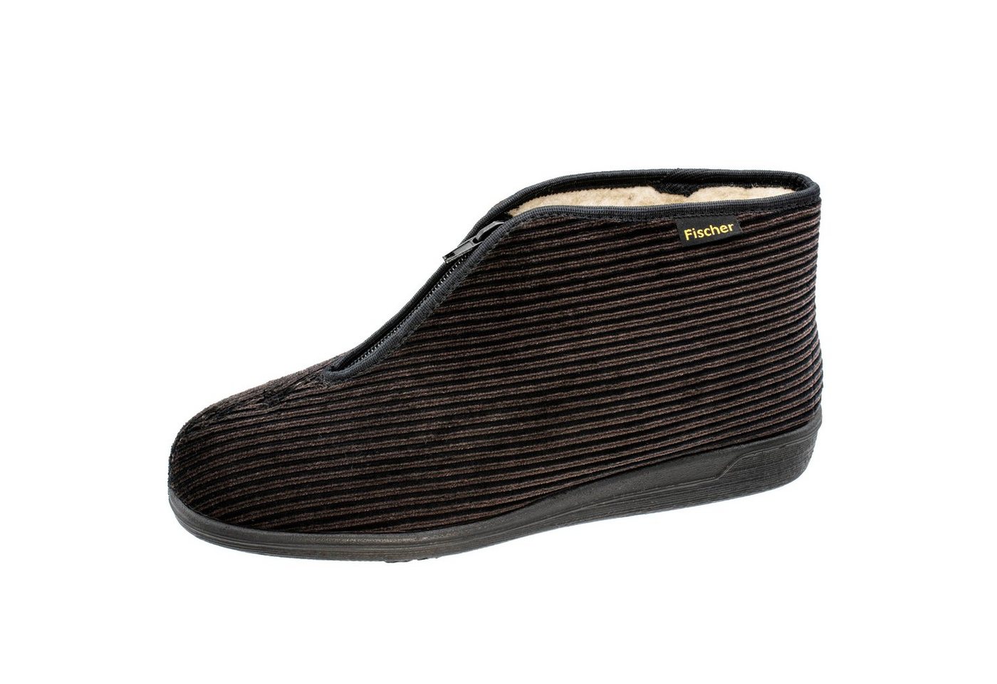 Fischer-Markenschuh Frank Hausschuh aus Cordsamt, mit Schurwolle, mit Reißverschluss