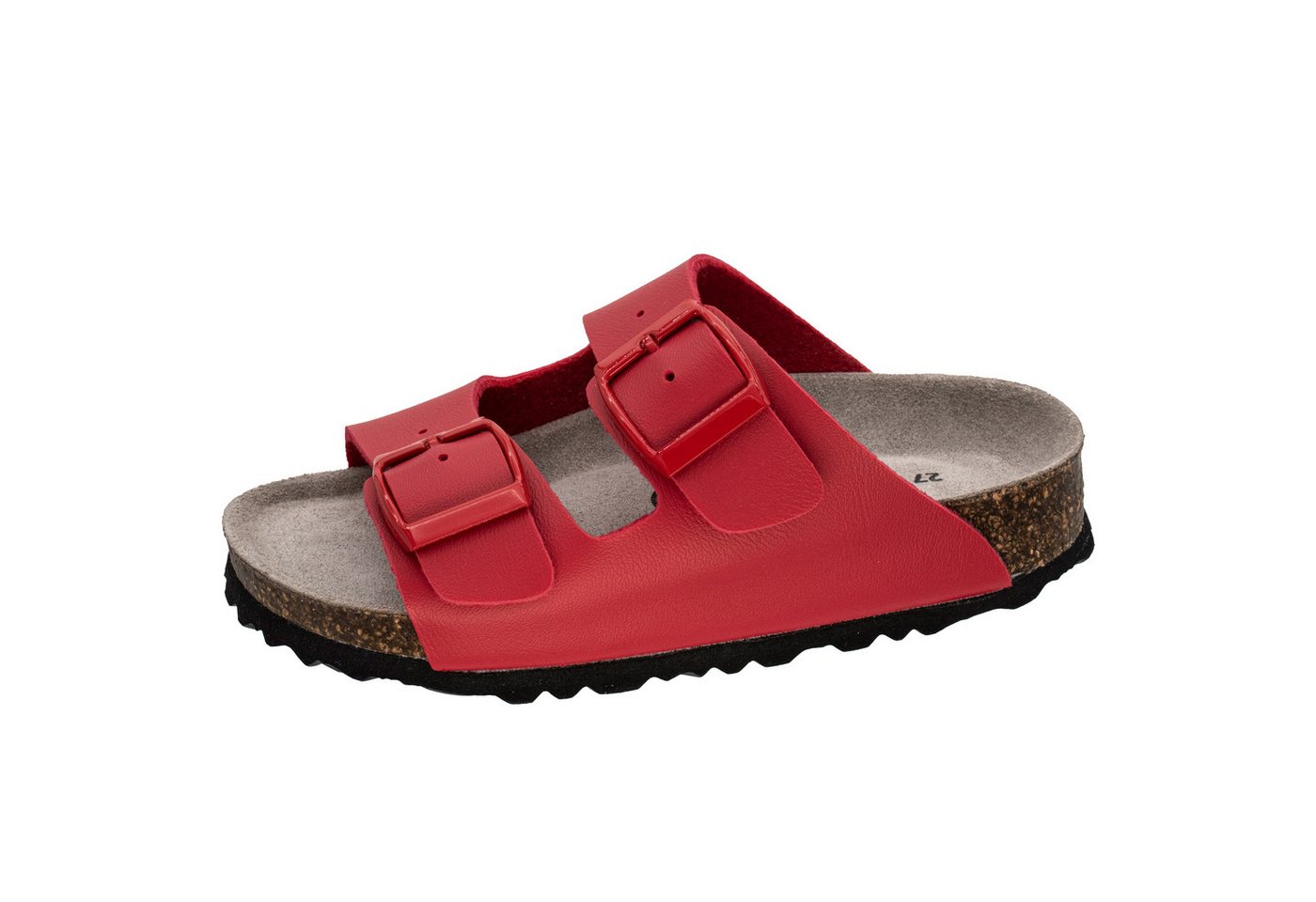 Fischer-Markenschuh Hawaii Pantolette aus Vegano (Lederimitat), mit Fleecefutter, gepolstertes Fußbett (rot)