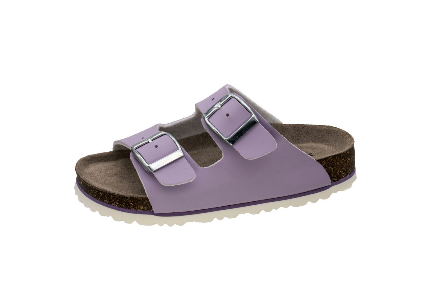Fischer-Markenschuh Hawaii Pantolette aus Vegano (Lederimitat), mit Fleecefutter, mit gepolsterem Lederfußbett (lila)