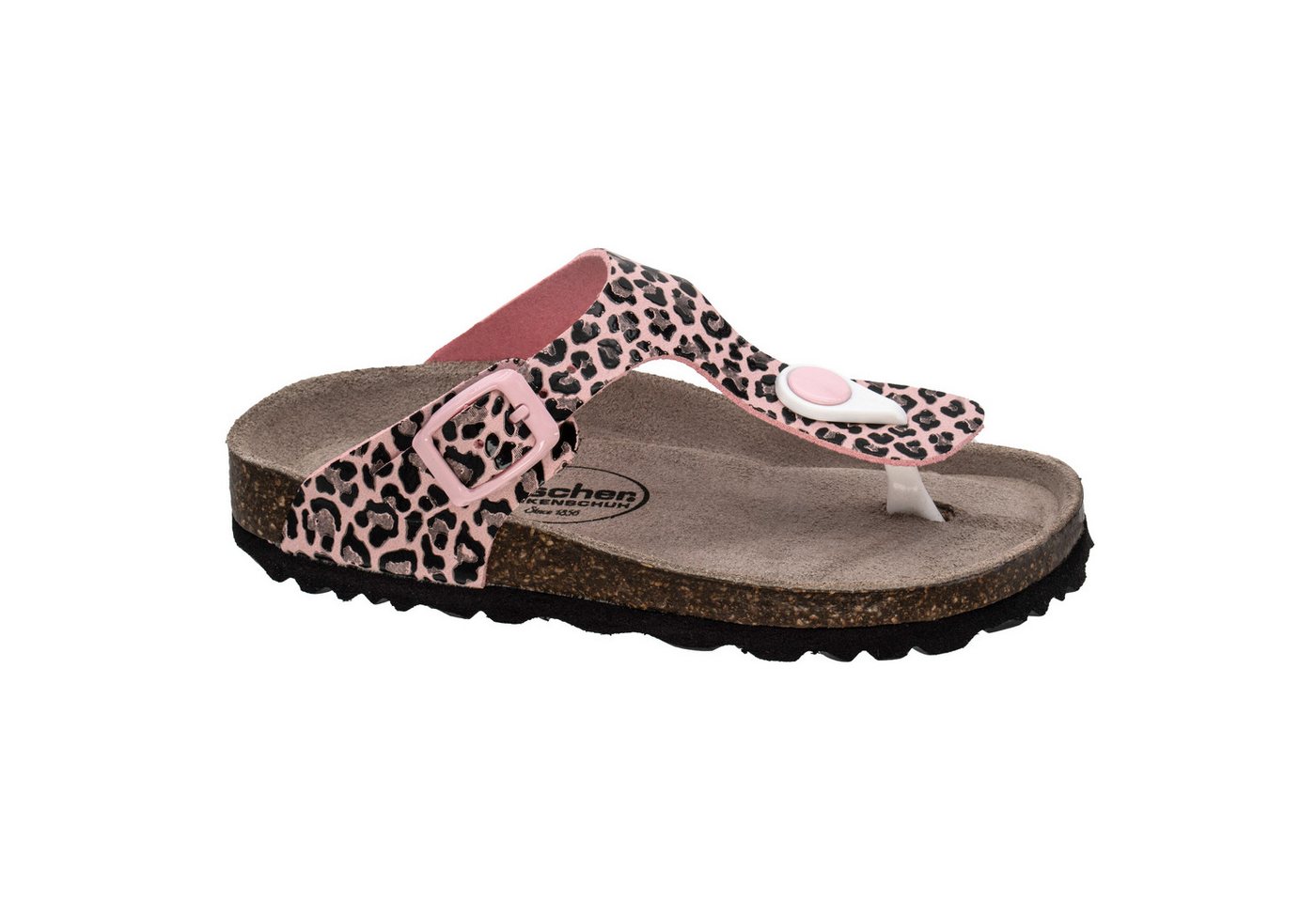 Fischer-Markenschuh Hawaii Zehentrenner aus Vegano (Lederimitat), mit Fleecefutter, Lederfußbett