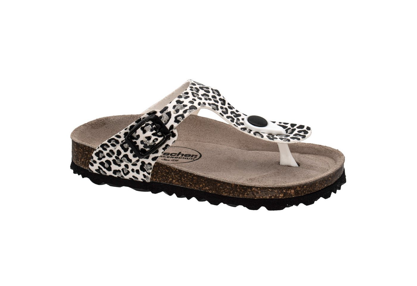 Fischer-Markenschuh Hawaii Zehentrenner aus Vegano (Lederimitat), mit Fleecefutter, Lederfußbett