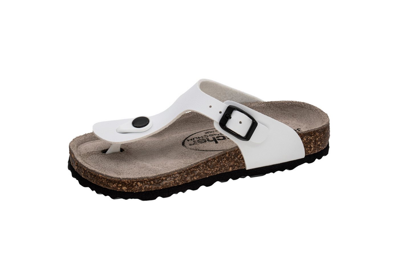 Fischer-Markenschuh Hawaii Zehentrenner aus Vegano (Lederimitat), mit Fleecefutter, Zehentrenner (weiß)