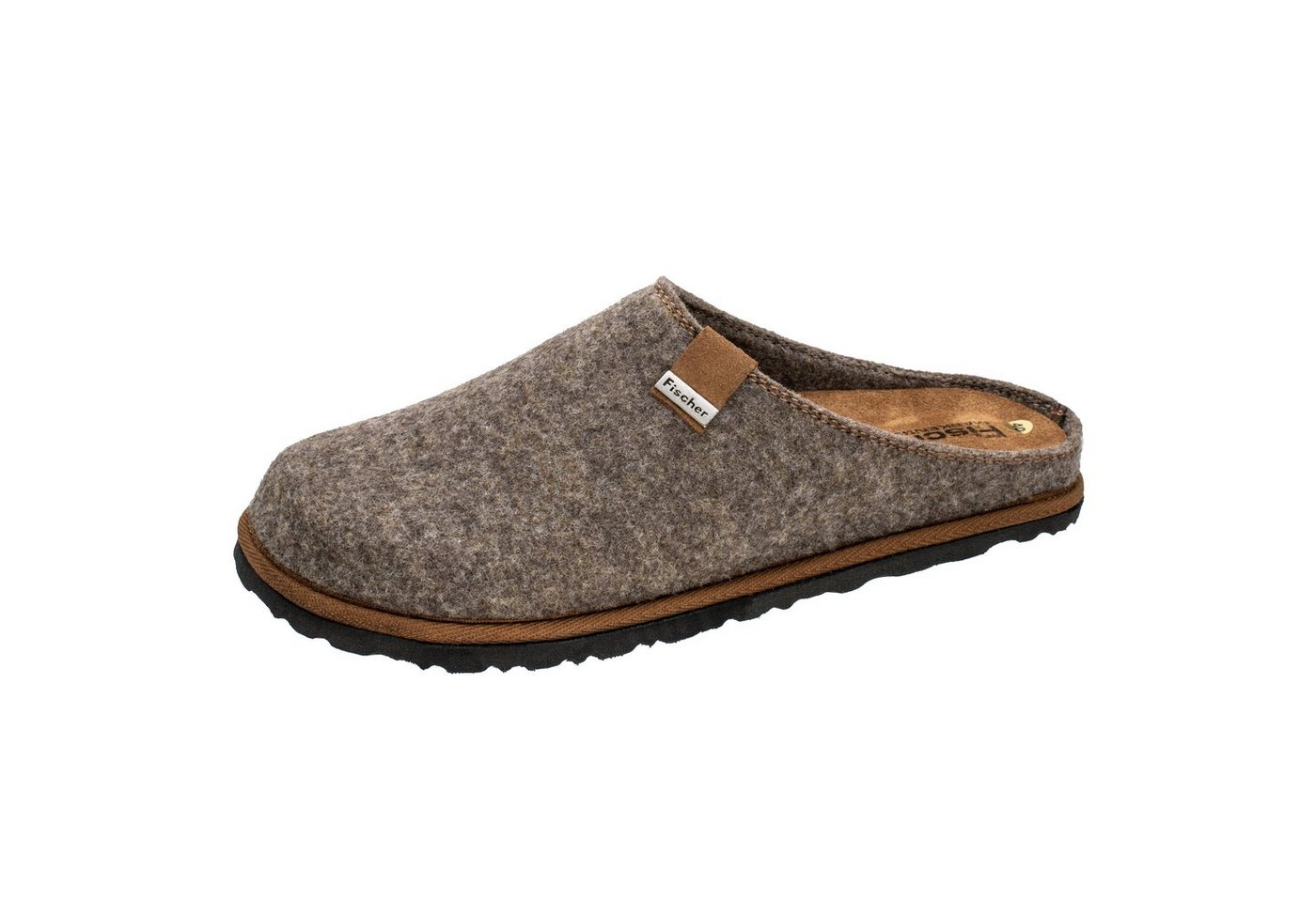 Fischer-Markenschuh Helge Pantoffel aus PET Upcycling Filz, Einlegesohle aus Leder ist herausnehmbar