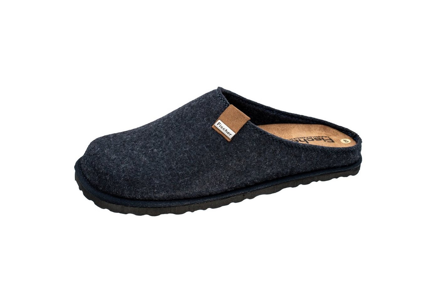 Fischer-Markenschuh Helge Pantoffel aus PET Upcycling Filz, Einlegesohle aus Leder ist herausnehmbar