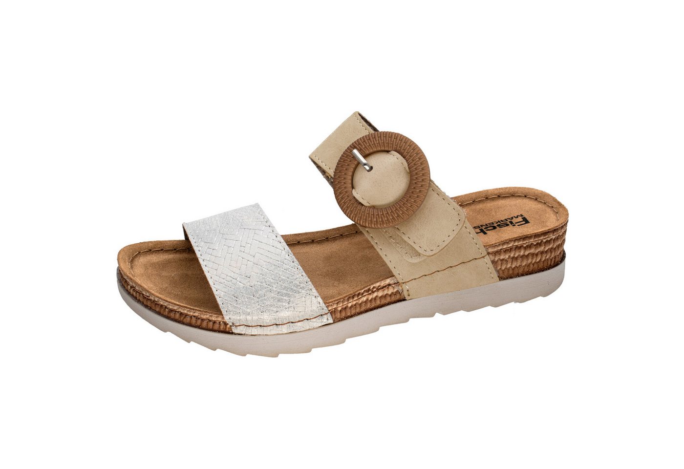 Fischer-Markenschuh Ina Pantolette aus Nappalino, mit Synthetik-Futter, gepolstertes Lederfußbett