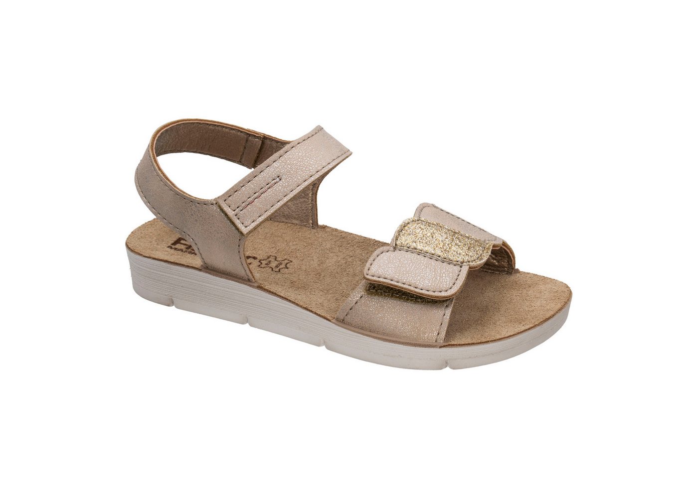Fischer-Markenschuh Jette Sandale aus Vegano, Synthetik-Futter, leicht gepolstertes Lederfußbett (gold)