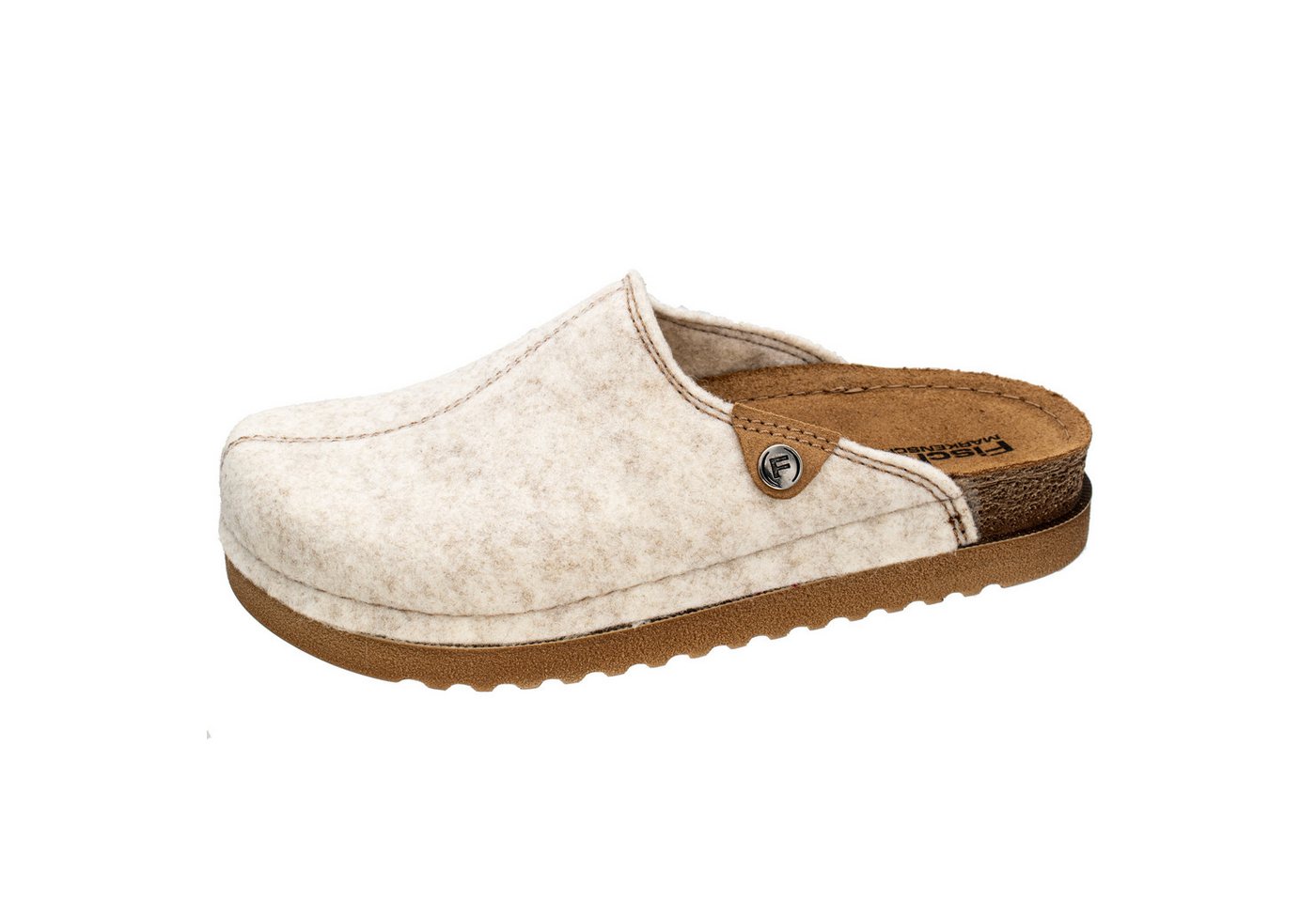 Fischer-Markenschuh Jutta Pantoffel aus recyceltem PET Filz, gepolstertes Lederfußbett, Weite G