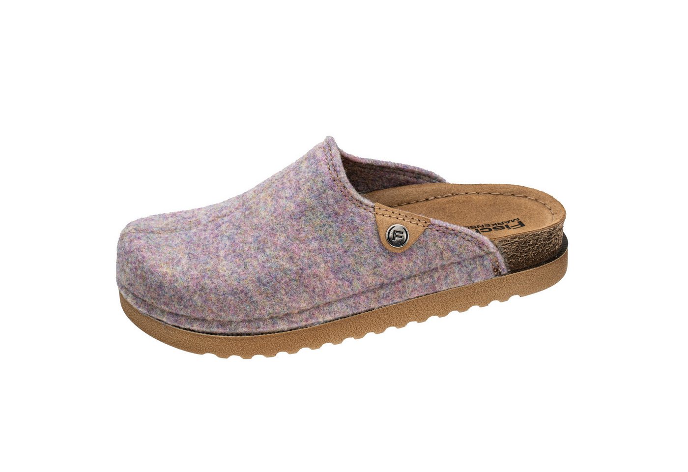 Fischer-Markenschuh Jutta Pantoffel aus recyceltem PET Filz, gepolstertes Lederfußbett, Weite G (flieder)