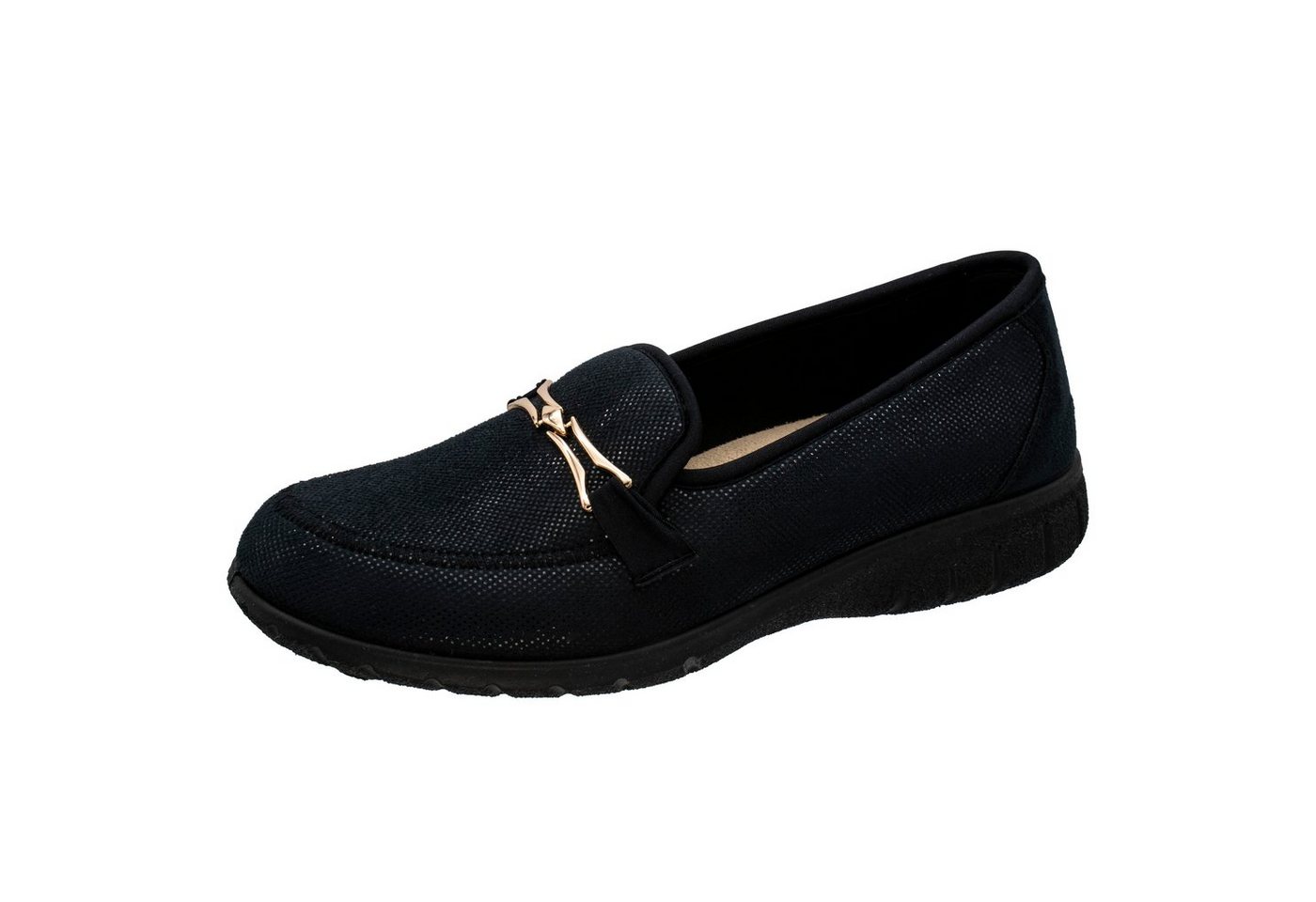 Fischer-Markenschuh Karin Slipper aus Stretchmaterial, Textilfutter, Ledereinlegesohle herausnehmbar