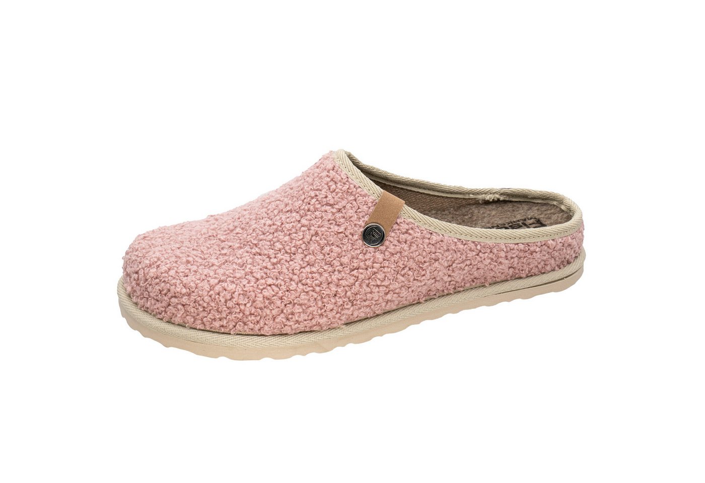 Fischer-Markenschuh Katrin Pantoffel aus trendigem Plüsch, mit herausnehmbarer Einlegesohle aus Filz (rosa)