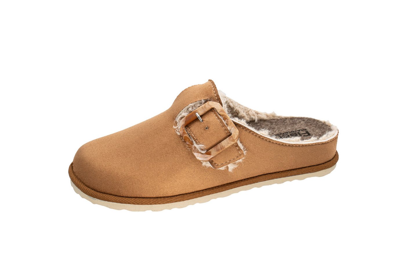 Fischer-Markenschuh Katrin Pantoffel aus Wildlederimitat, mit Plüschfutter, Ledersohle herausnehmbar