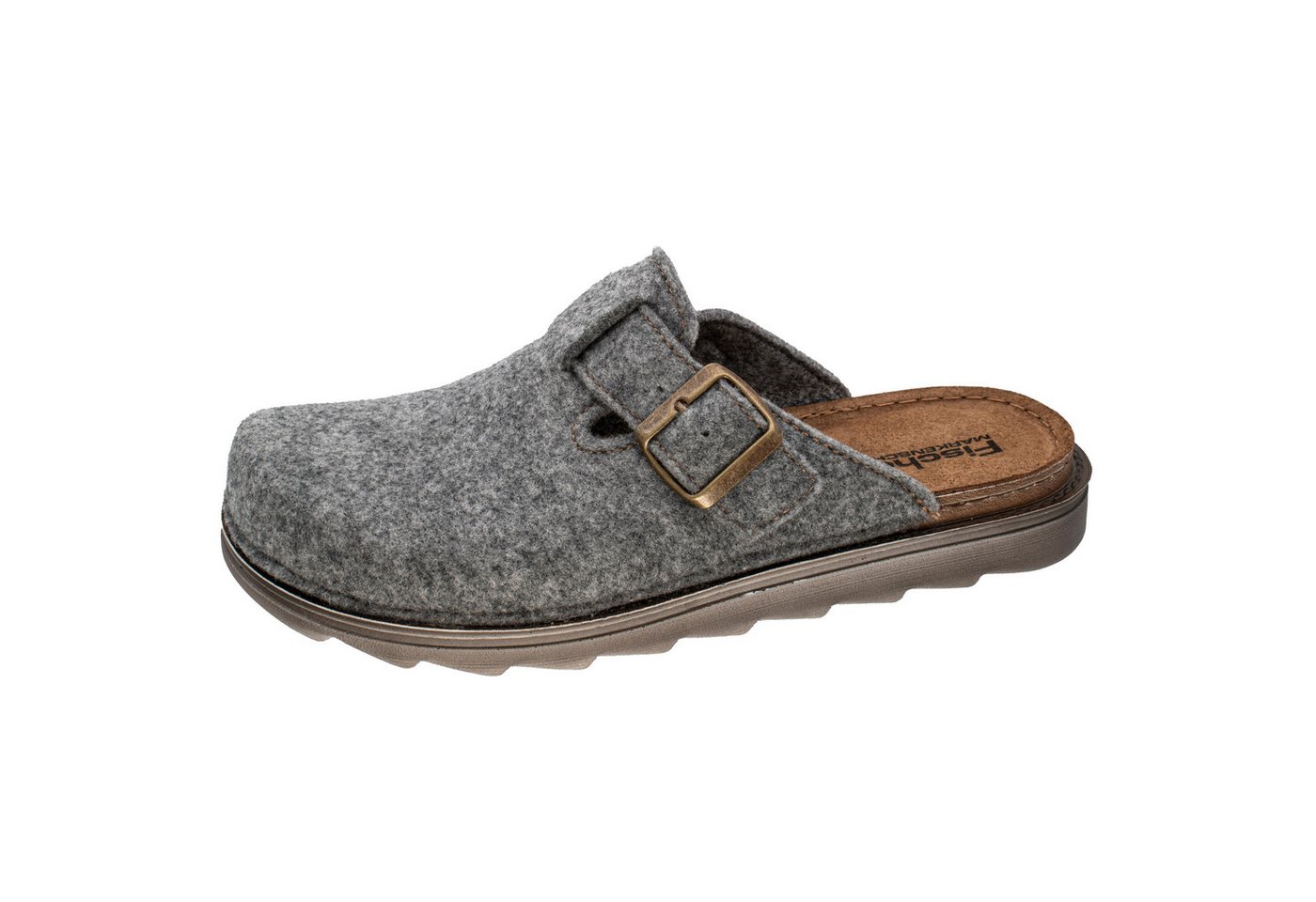 Fischer-Markenschuh Lars Pantoffel aus recyceltem PET Filz, leicht gepolstertes Lederfußbett