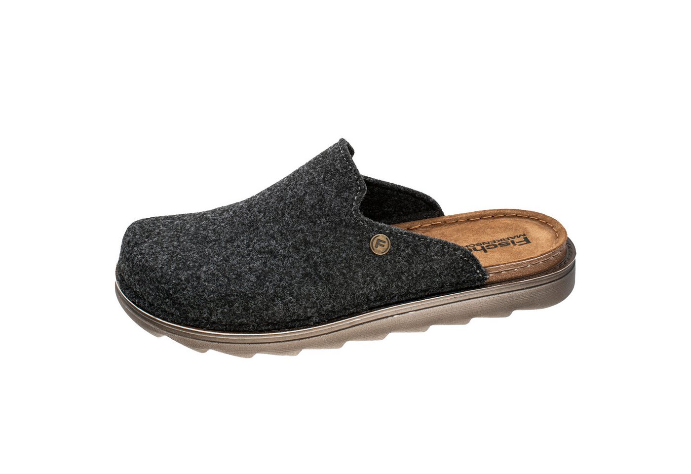 Fischer-Markenschuh Lars Pantoffel aus recyceltem PET Filz, leicht gepolstertes Lederfußbett