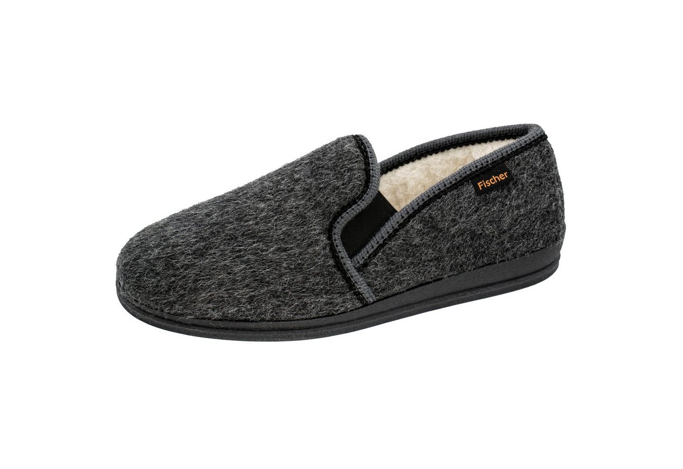 Fischer-Markenschuh Lilleström Hausschuh Stichelhaar, Schurwolle, Gummizug