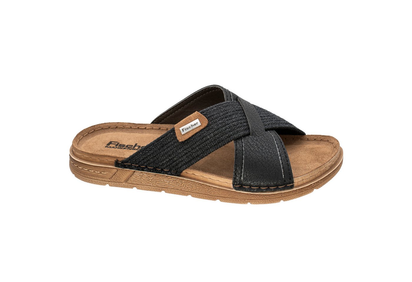 Fischer-Markenschuh Marco Pantolette aus Vegano (Lederimitat), mit Sythetik-Futter, gepolstertes Fußbett