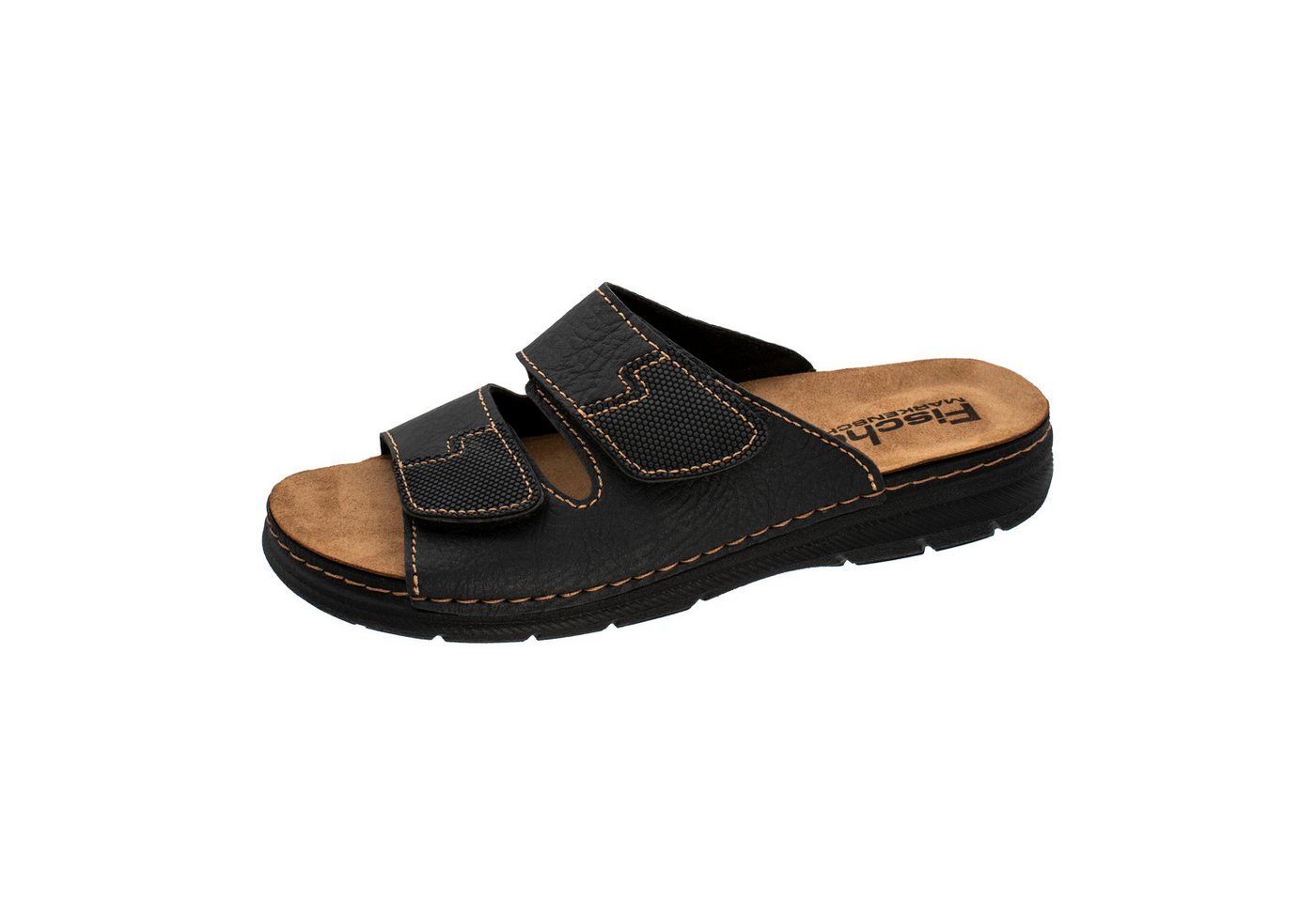 Fischer-Markenschuh Mario Pantolette aus Nappan (Lederimitat), mit Fleece-Futter, gepolstertes Fußbett