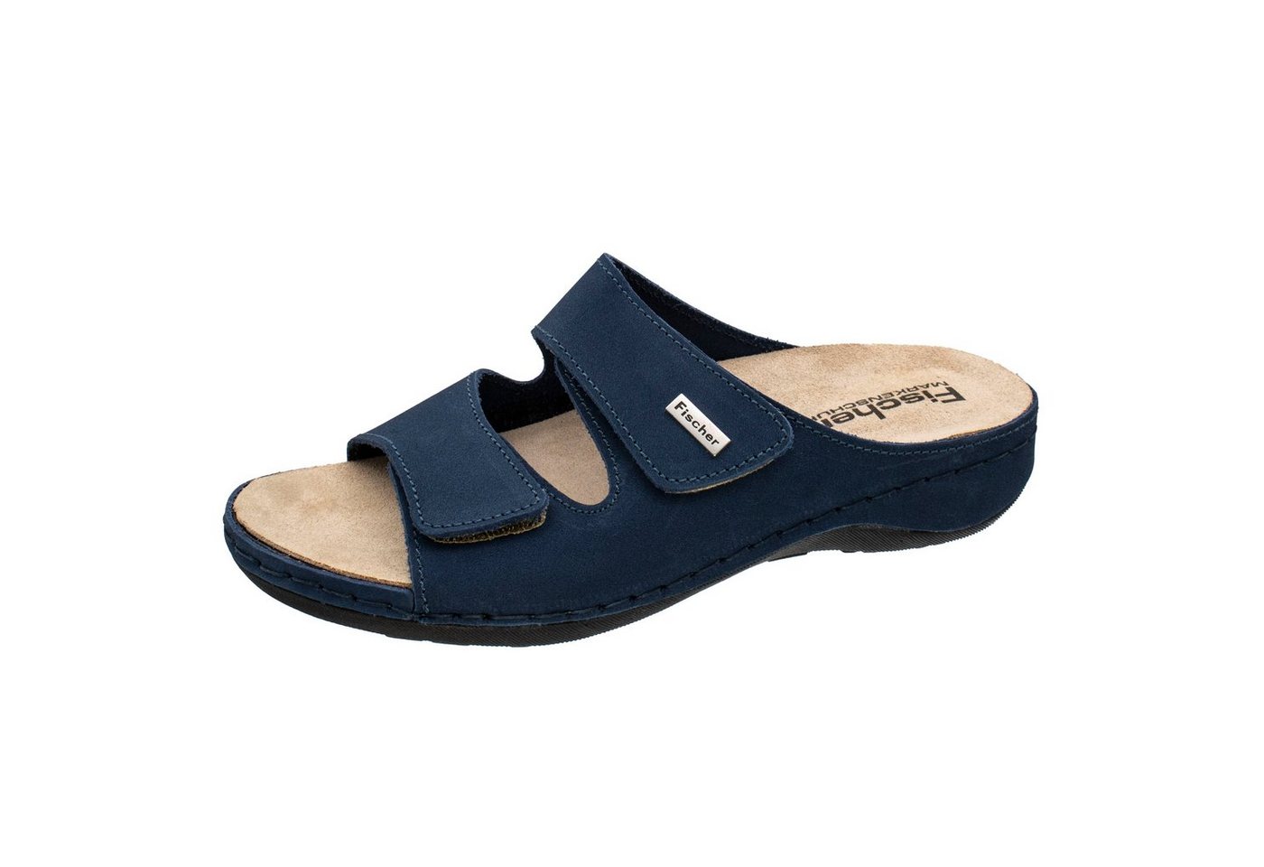 Fischer-Markenschuh Michaela Pantolette aus Nubukleder, herausnehmbare Einlegesohle aus Leder, Weite G