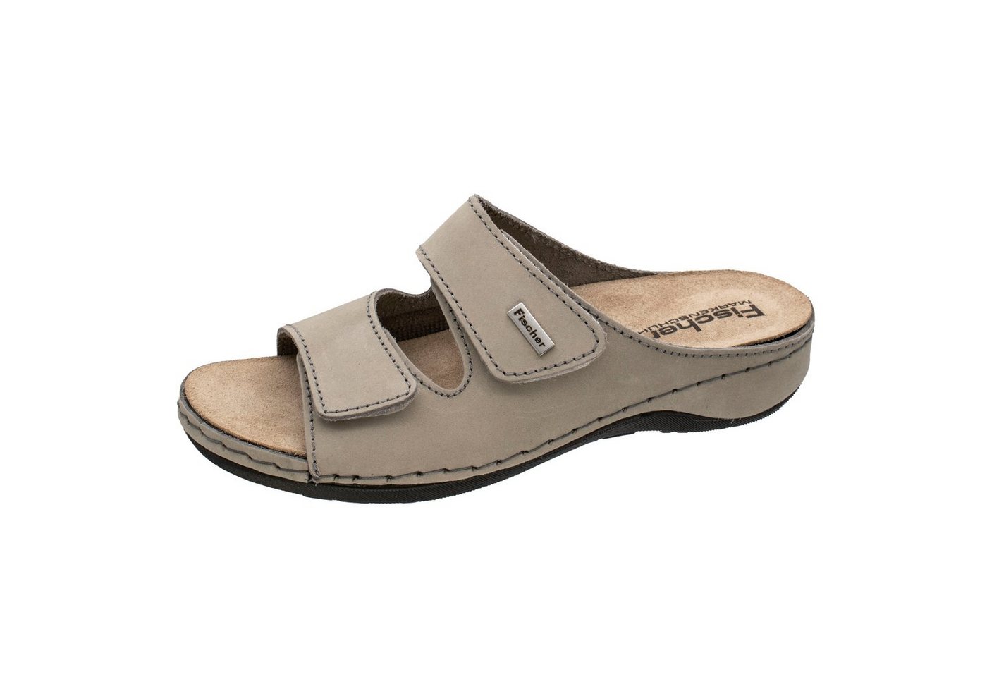 Fischer-Markenschuh Michaela Pantolette aus Nubukleder, herausnehmbare Einlegesohle aus Leder, Weite G