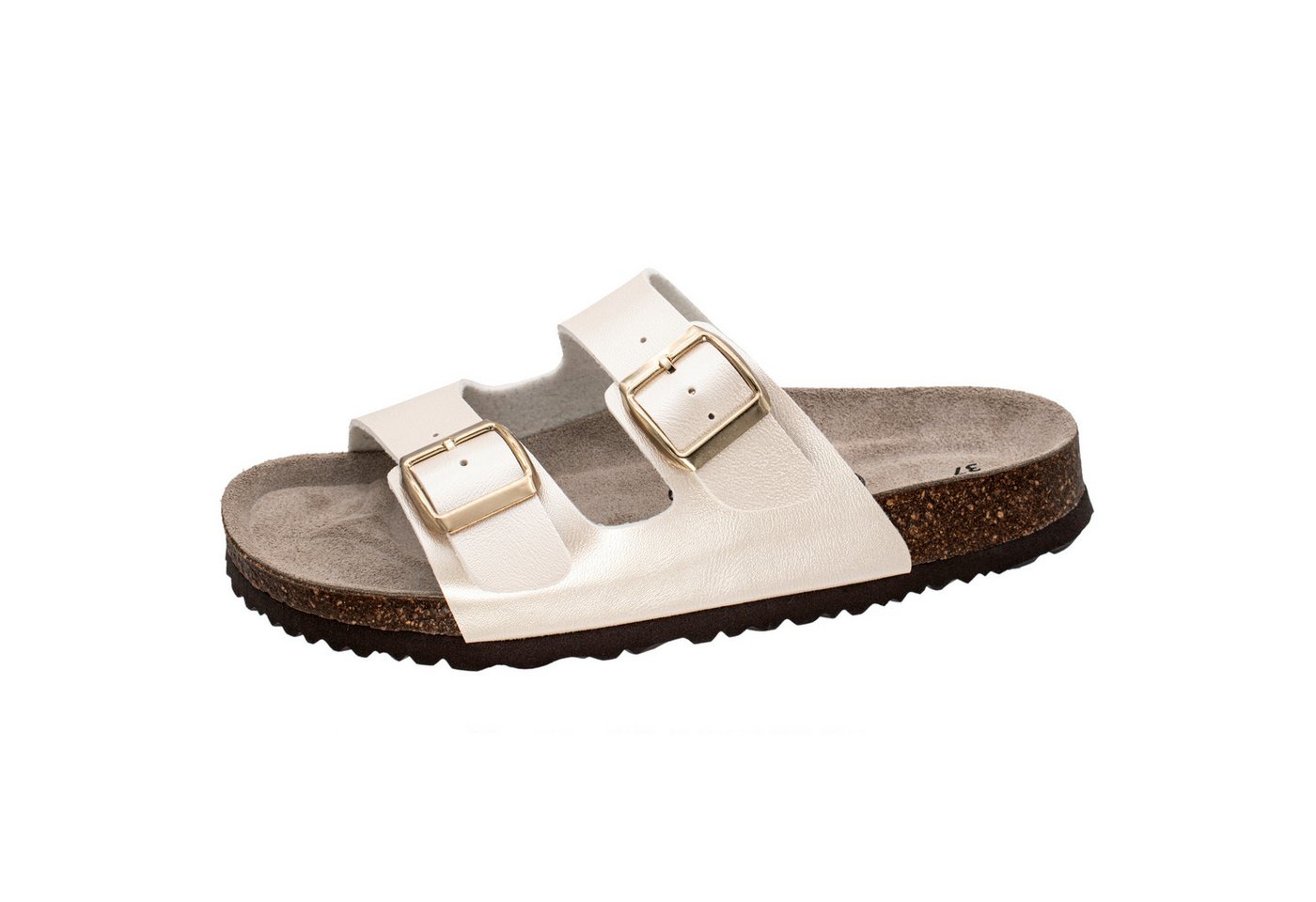 Fischer-Markenschuh Mirabel Pantolette aus Vegano (Lederimitat), Fleecefutter, gepolstertes Lederfußbett (perle)