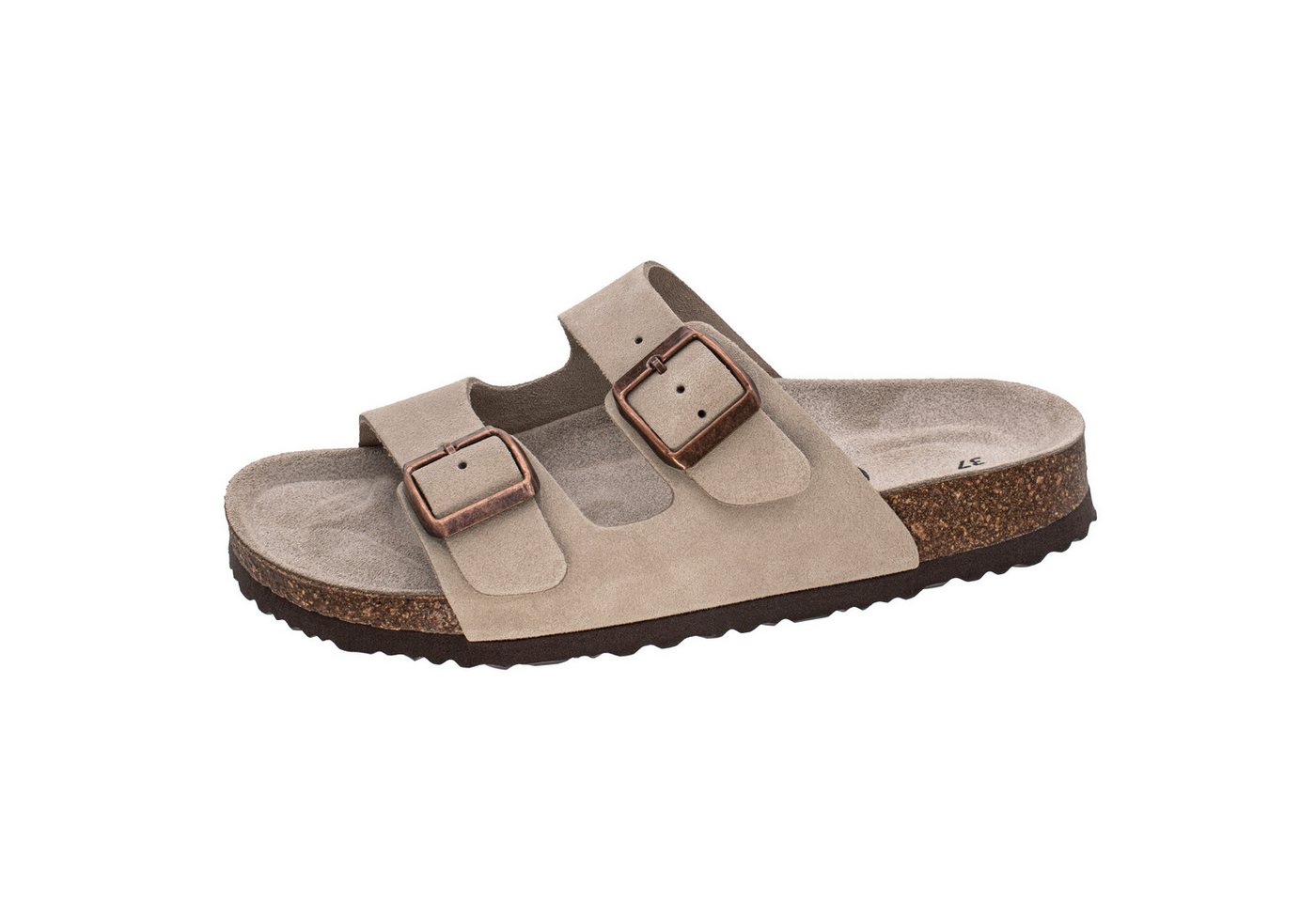 Fischer-Markenschuh Mirabel Pantolette aus Veloursleder, mit verstellbaren Schnallen, gepolstertes Lederfußbett