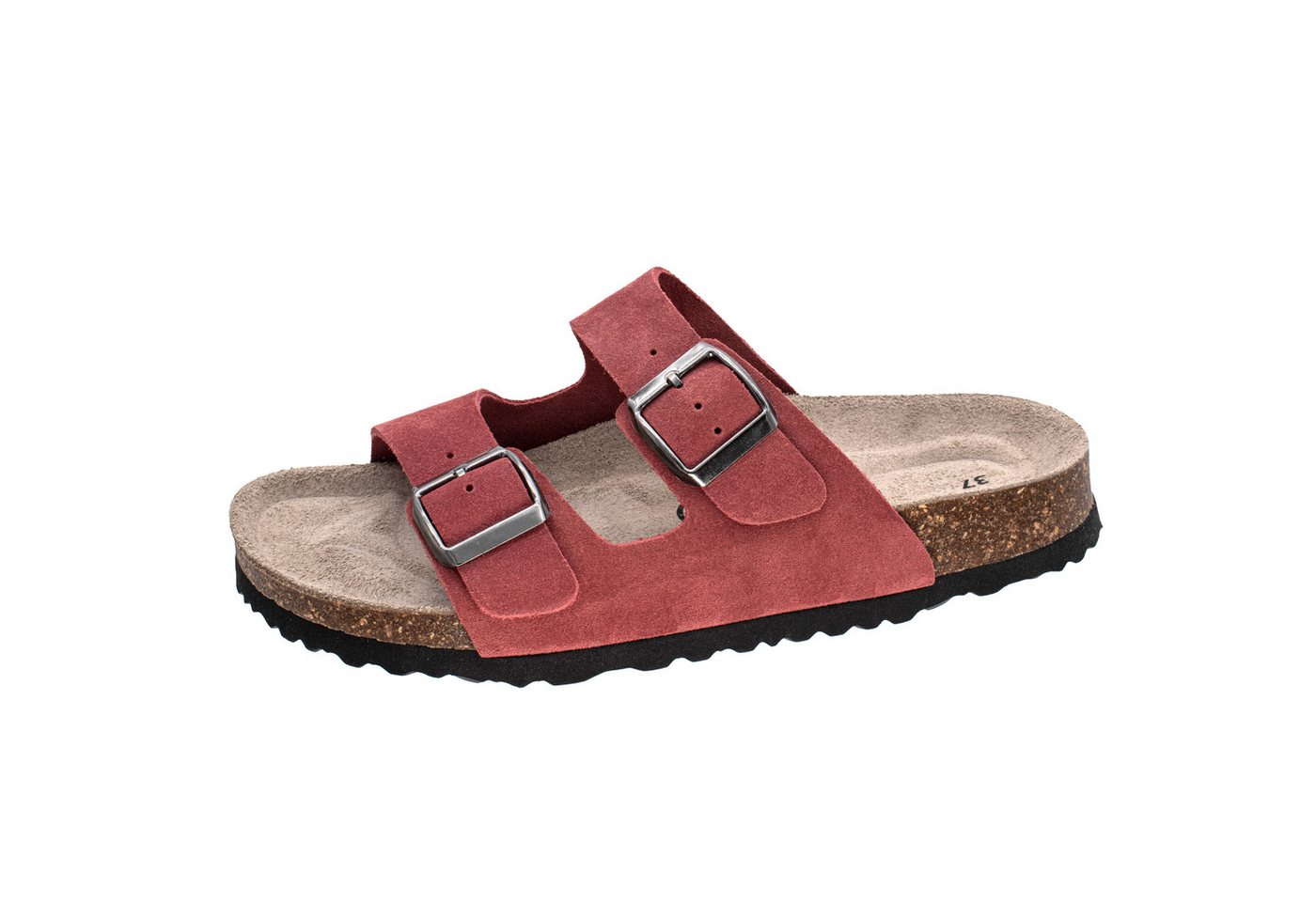 Fischer-Markenschuh Mirabel Pantolette aus Veloursleder, mit verstellbaren Schnallen, gepolstertes Lederfußbett