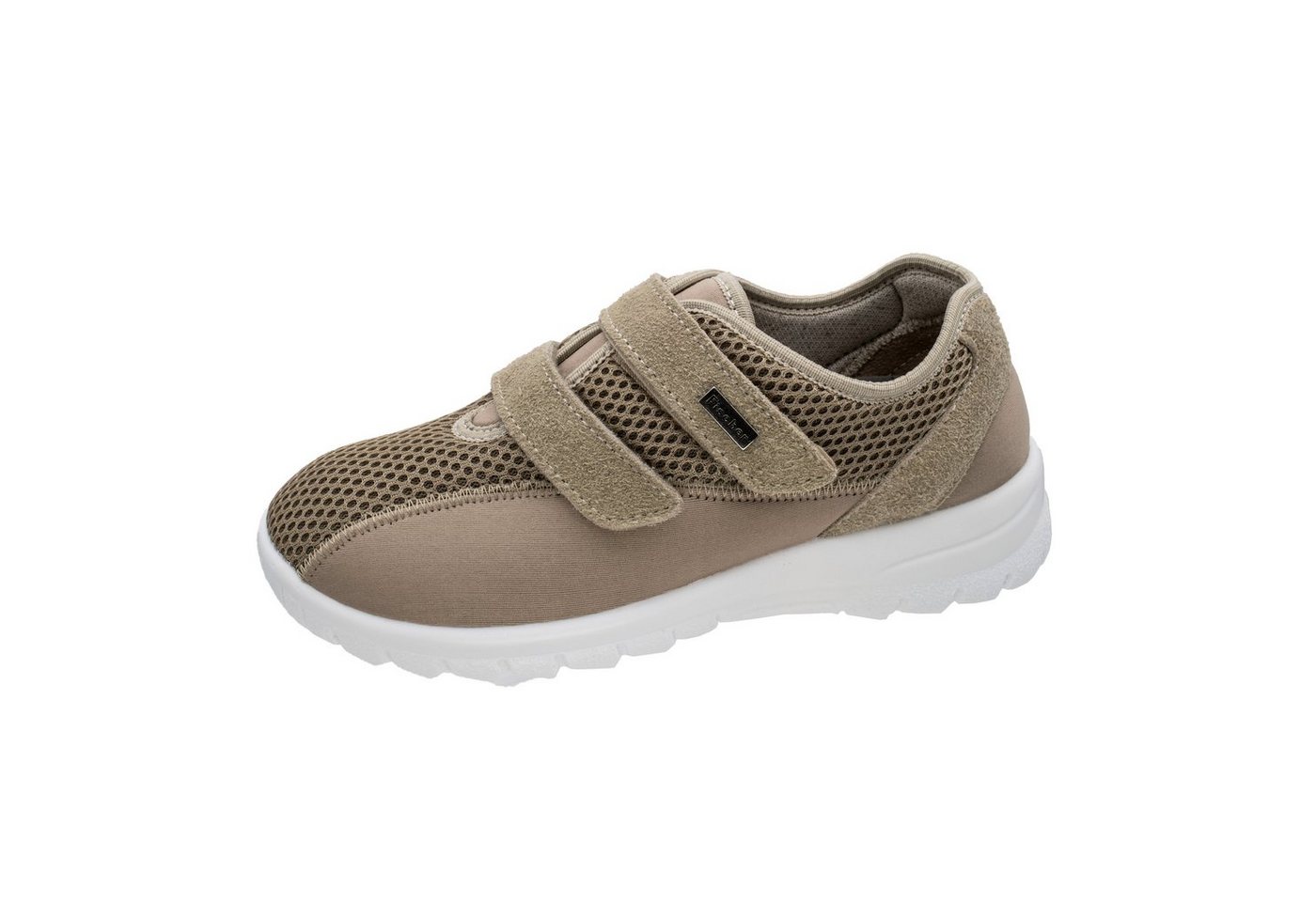 Fischer-Markenschuh Ortho Aktiv Klettschuh aus Mesh, Microtex, Weite H (beige/braun)