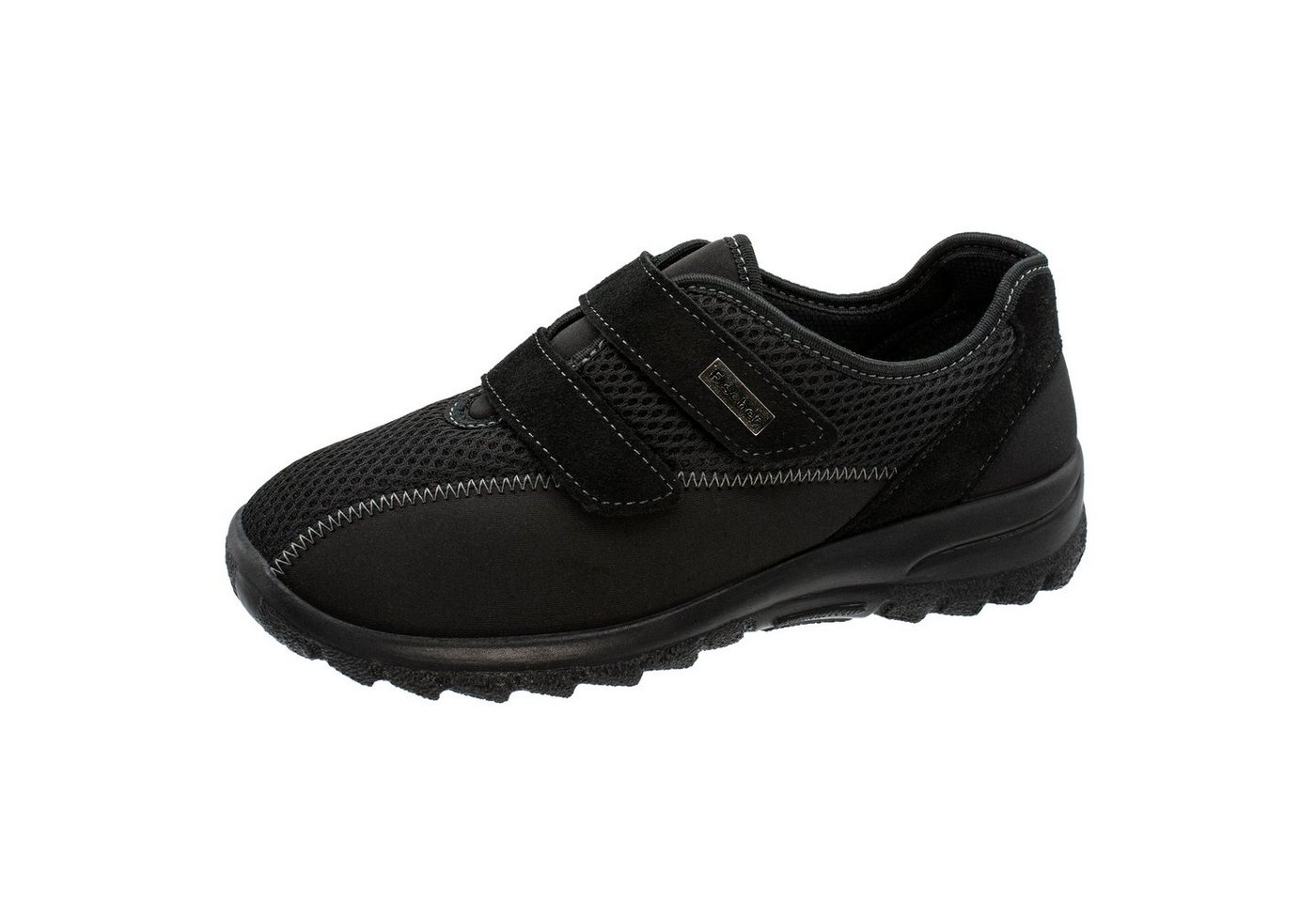 Fischer-Markenschuh Ortho Aktiv Klettschuh aus Mesh, Microtex, Weite H (schwarz)