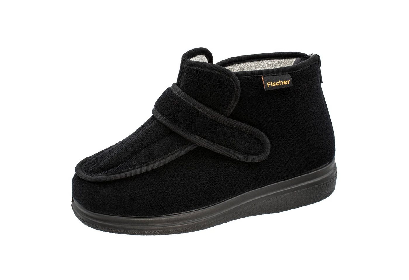 Fischer-Markenschuh Ortho Hausschuh aus Klettverlour, mit Frotteefutter, Weite K, Einlegesohle herausnehmbar