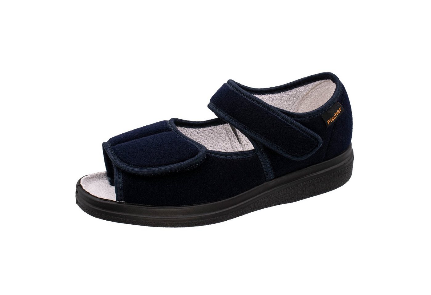 Fischer-Markenschuh Ortho Hausschuh Klettsandale, Klettvelour, Frotteefutter, Weite K