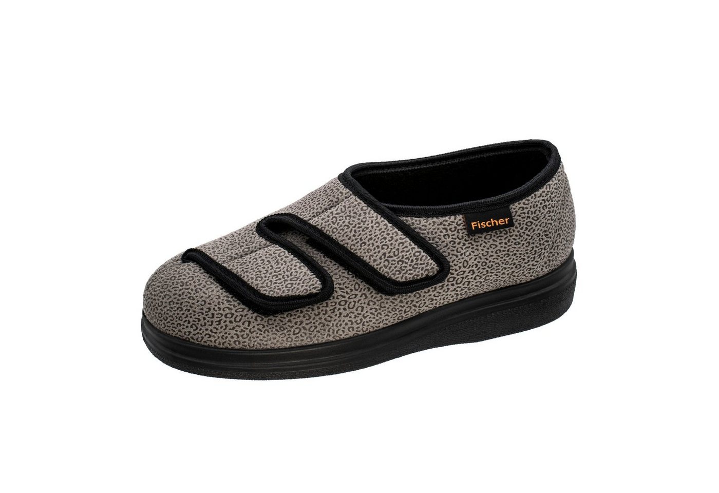 Fischer-Markenschuh Ortho Hausschuh Klettverschluss, Weite K, Einlegesohle herausnhembar, Reptilstretch
