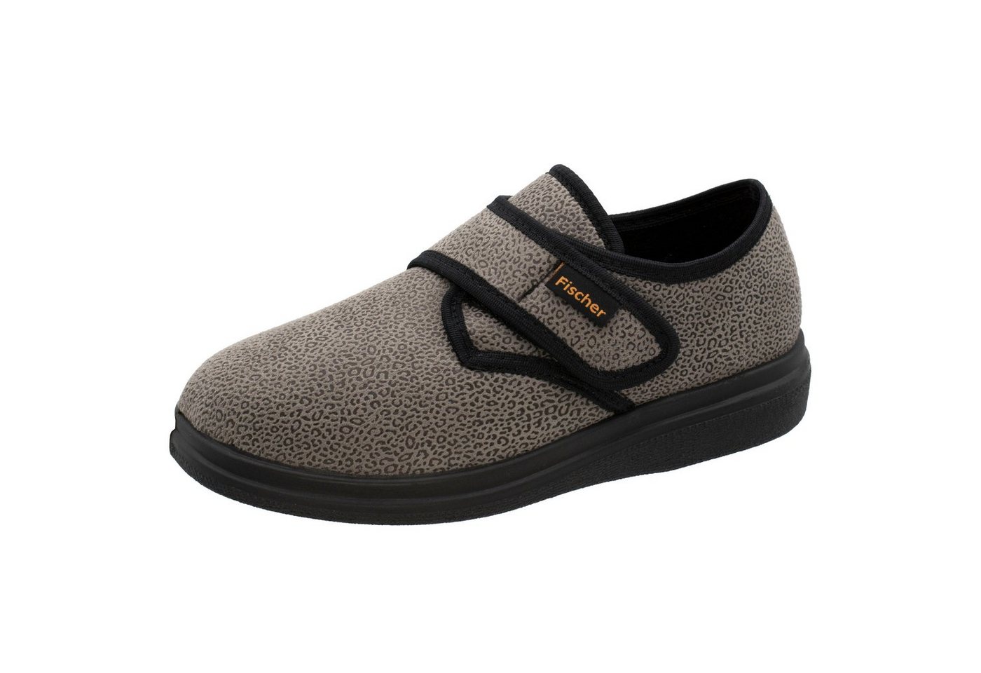 Fischer-Markenschuh Ortho Hausschuh mit Klettverschluss, Weite K, Frotteefutter, Reptilstretch
