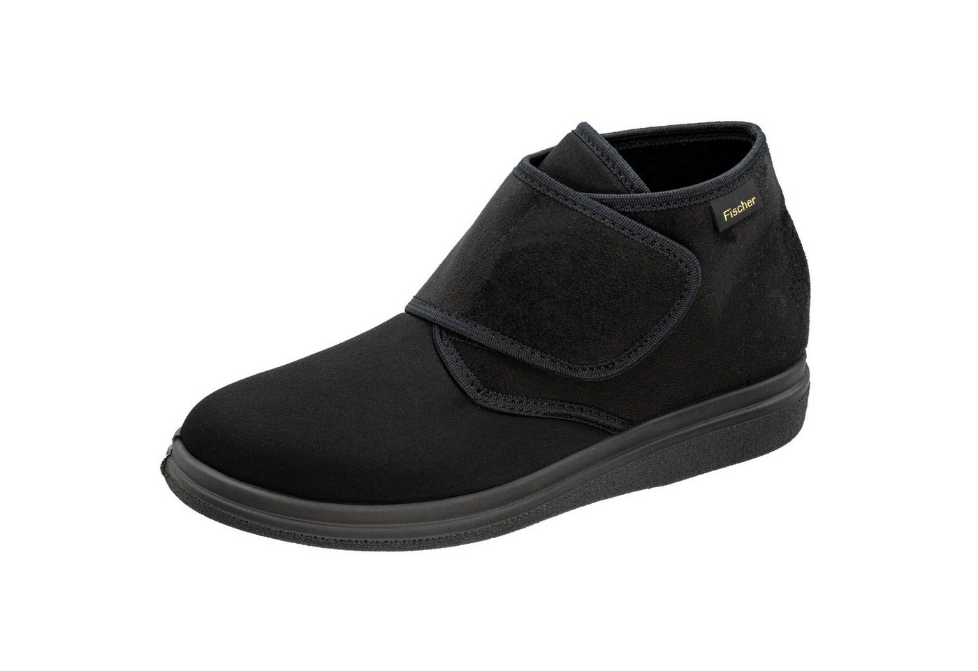 Fischer-Markenschuh Ortho Hausstiefel aus Velour mit Stretch, mit Frotteefutter, Einlegesohle herausnehmbar