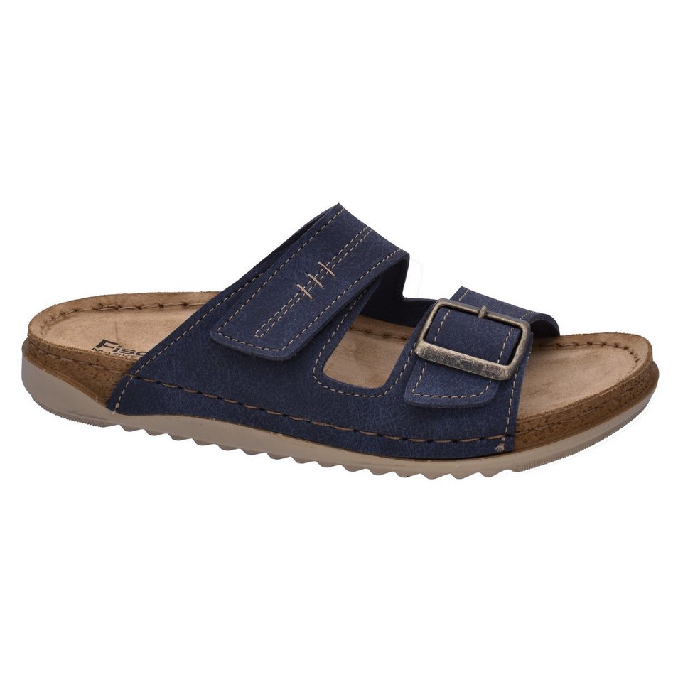 Fischer-Markenschuh Sarah Pantolette aus Nappalino (Lederimitat), mit Fleecefutter, gepolstertes Lederfußbett