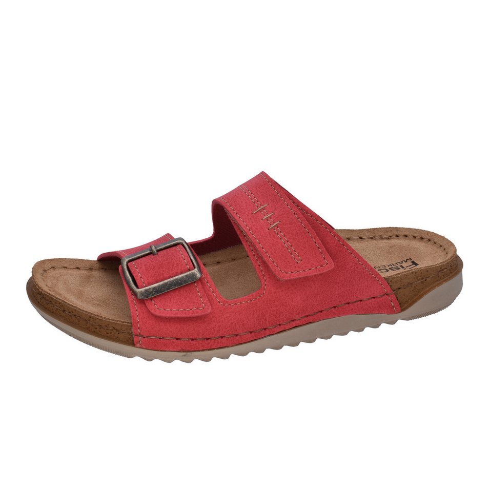 Fischer-Markenschuh Sarah Pantolette aus Nappalino (Lederimitat), mit Fleecefutter, gepolstertes Lederfußbett