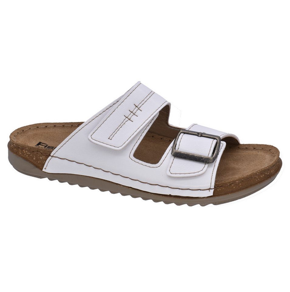 Fischer-Markenschuh Sarah Pantolette aus Nappalino (Lederimitat), mit Fleecefutter, gepolstertes Lederfußbett