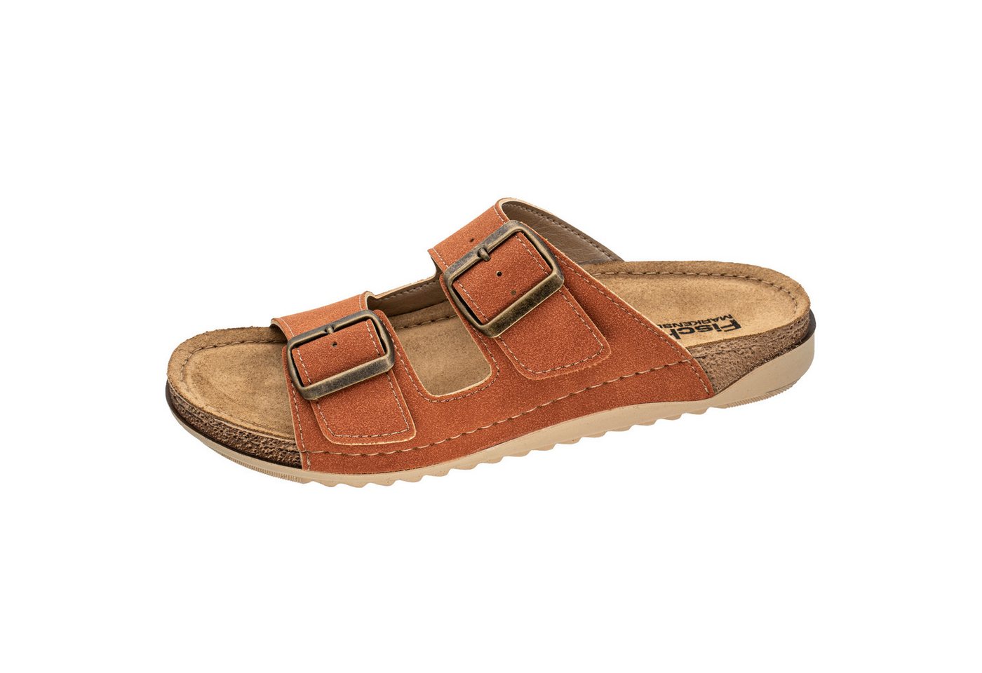 Fischer-Markenschuh Sarah Pantolette aus Nappalino, mit Fleecefutter und gepolstertem Lederfußbett (orange)