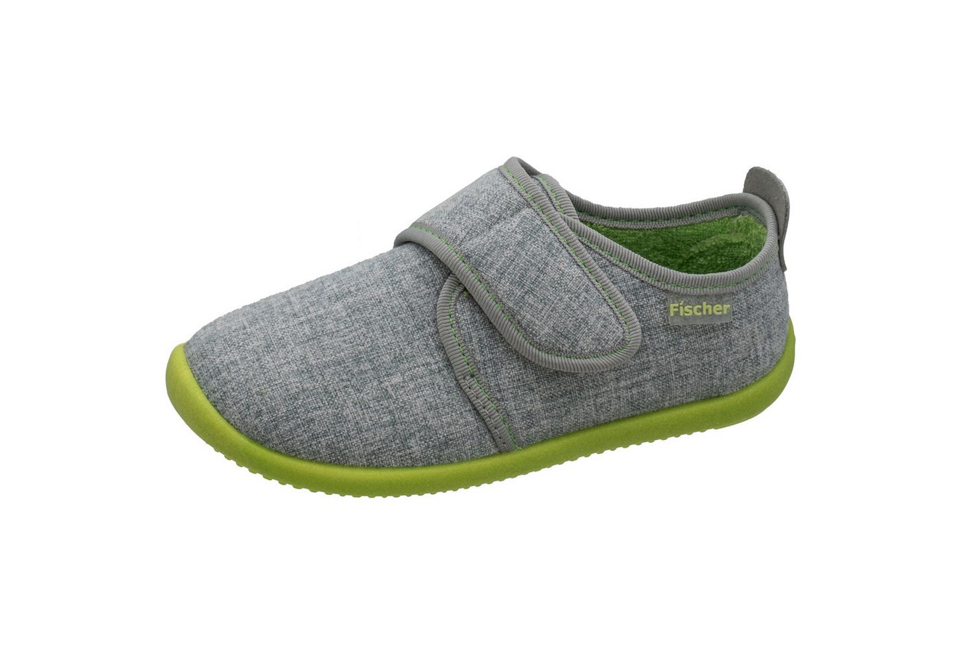 Fischer-Markenschuh Softer Hausschuh aus Baumwollstoff, mit Frotteefutter, dünne Einlegesohle aus Leder