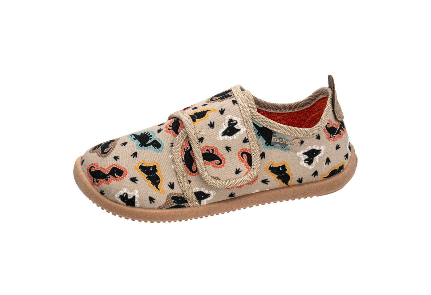 Fischer-Markenschuh Softer Hausschuh für Kinder, aus Baumwolle, mit Frotteefutter, Klettverschluss