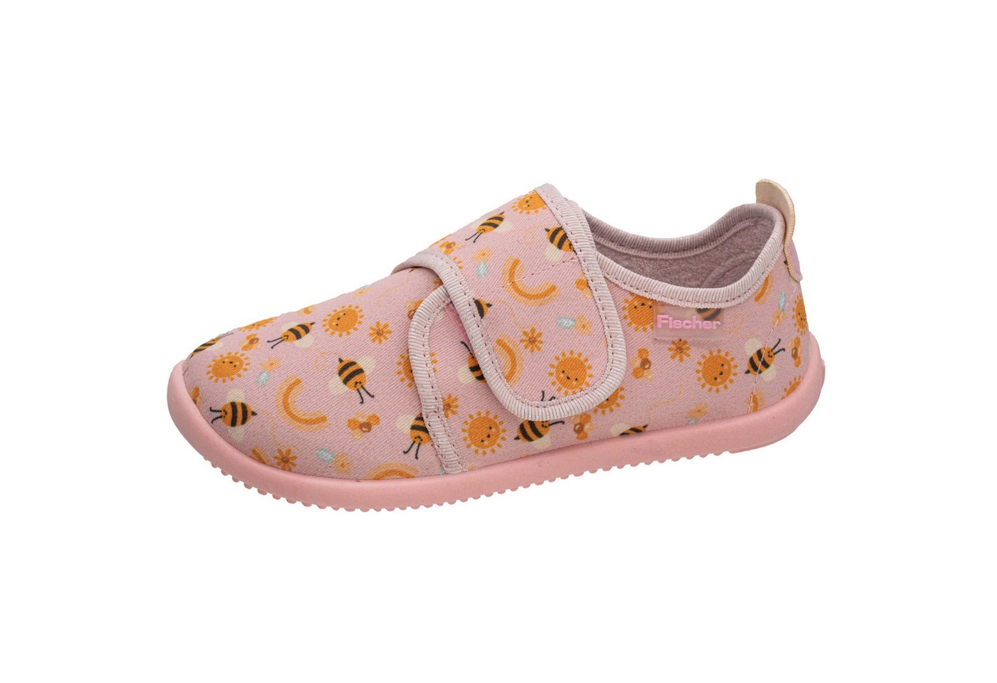 Fischer-Markenschuh Softer Hausschuh für Kinder, aus Baumwolle, mit Frotteefutter, Klettverschluss
