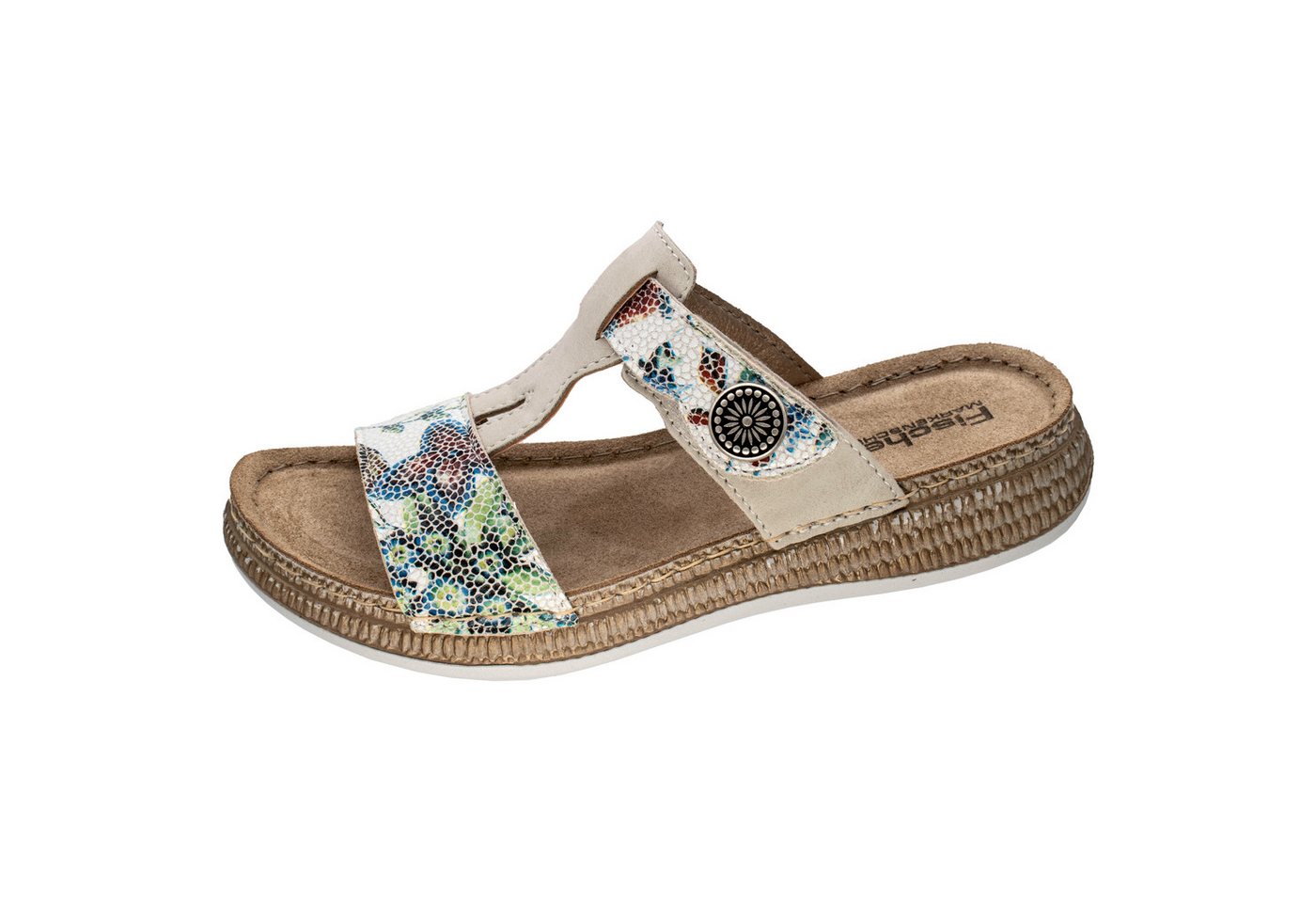 Fischer-Markenschuh Steffi Pantolette aus Nappalino (Lederimitat), Fleecefutter, mit gepolstertem Fußbett