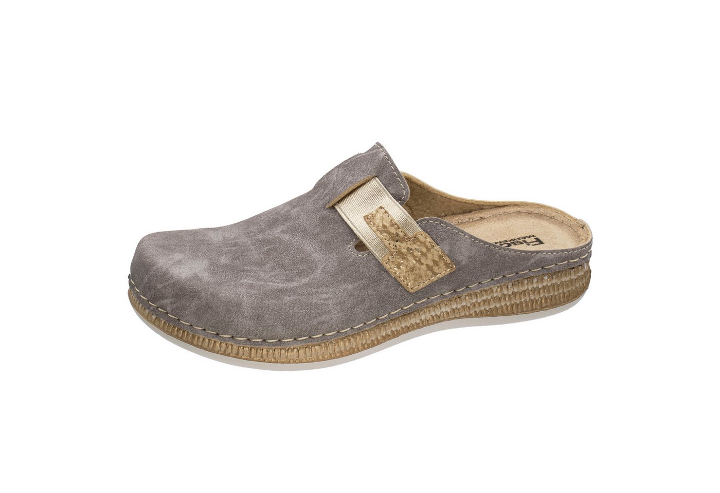 Fischer-Markenschuh Steffi Pantolette aus Vegano (Lederimitat), mit Fleecefutter, gepolstertes Fußbett