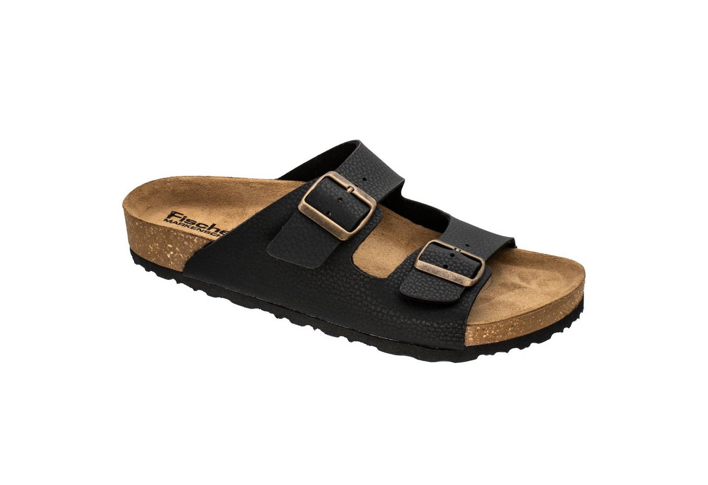 Fischer-Markenschuh Tobi Pantolette aus Vegano (Lederimitat), Lederfußbett, 2 Schnallen