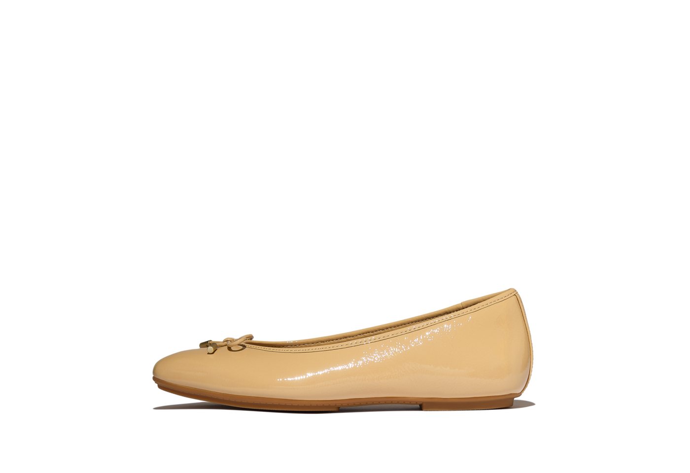 FitFlop DELICATO BOW TEXTURED PATENT-LEATHER BALLET FLATS Ballerina Businessschuh, Schlupfschuh mit dezenter Zierschleife
