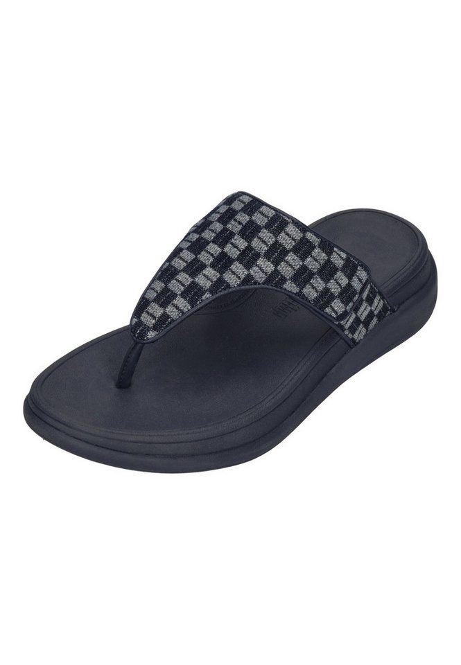 FitFlop F-MODE GO ADJ. CHECKERBOARD-DENIM TOE-POST SANDALS Zehentrenner Dark Denim