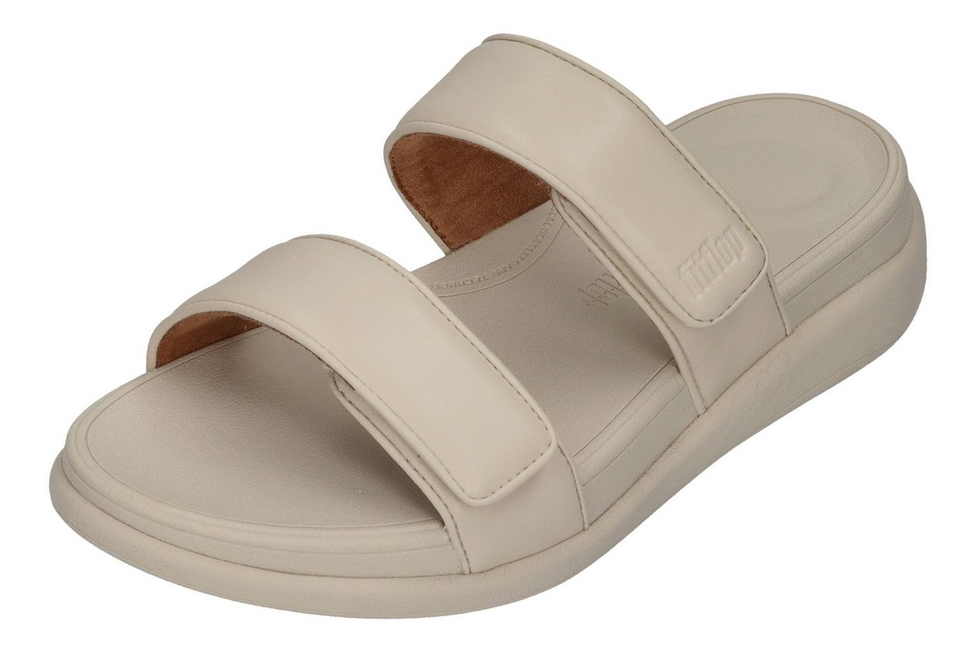 FitFlop F-MODE GO ADJUSTABLE TWO-BAR BUCKLE SLIDES Pantolette Paris Beige
