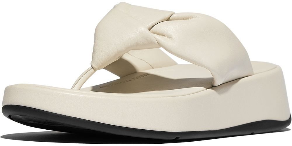 FitFlop F-Mode Knot Soft-Leather Flatform Toe-Post Sandals Sandale (beige/braun)