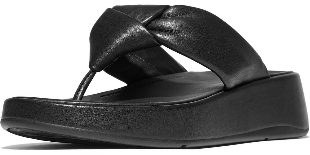 FitFlop F-Mode Knot Soft-Leather Flatform Toe-Post Sandals Sandale