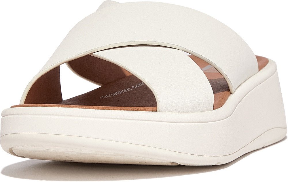 FitFlop F-Mode Leather Flatform Cross Slides Sandale