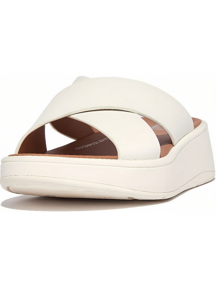 FitFlop F-Mode Leather Flatform Cross Slides Sandale (braun)
